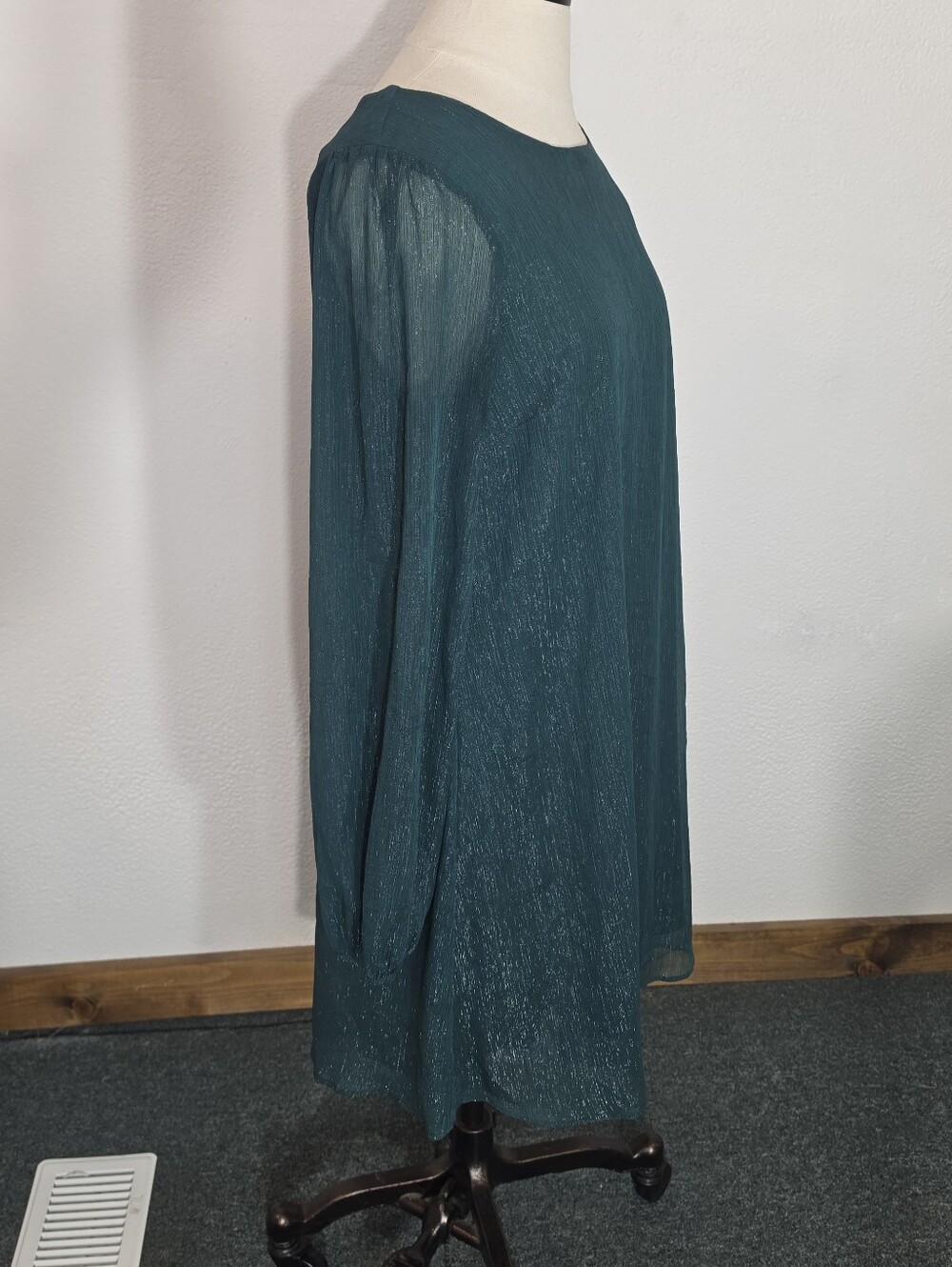 Andree By Unit Dress Sparkling Flowy Sheer Overlay Green Size M - Picture 11 of 14